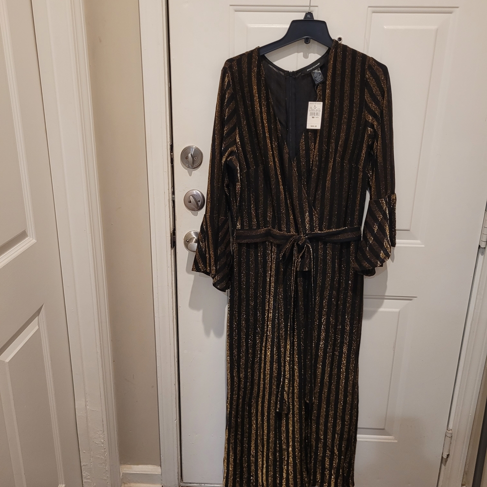 Ashley Stewart Black and Gold Metallic Jumper.